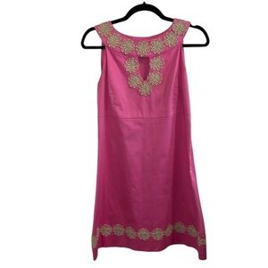 LILLY PULITZER PINK EMBROIDERED SHIFT DRESS SIZE 6
